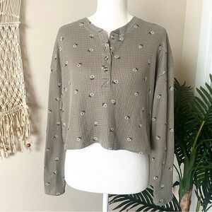 Gilly Hicks Waffle Knit Long Sleeve Top